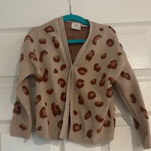 Zara Beige Cardigan with Brown Leopard Print - 3-4T 104 cm